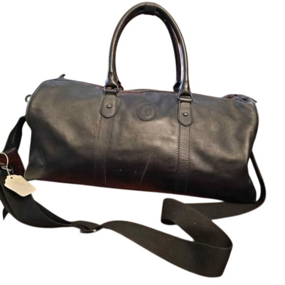 Ted Baker Mens Black Leather Duffle Bag Weekend Travel Overnight Carryon